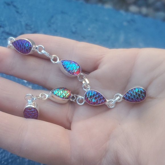 New Rainbow Titanium Magical Fantasy Scale 925 Silver Necklace. - Picture 13 of 13